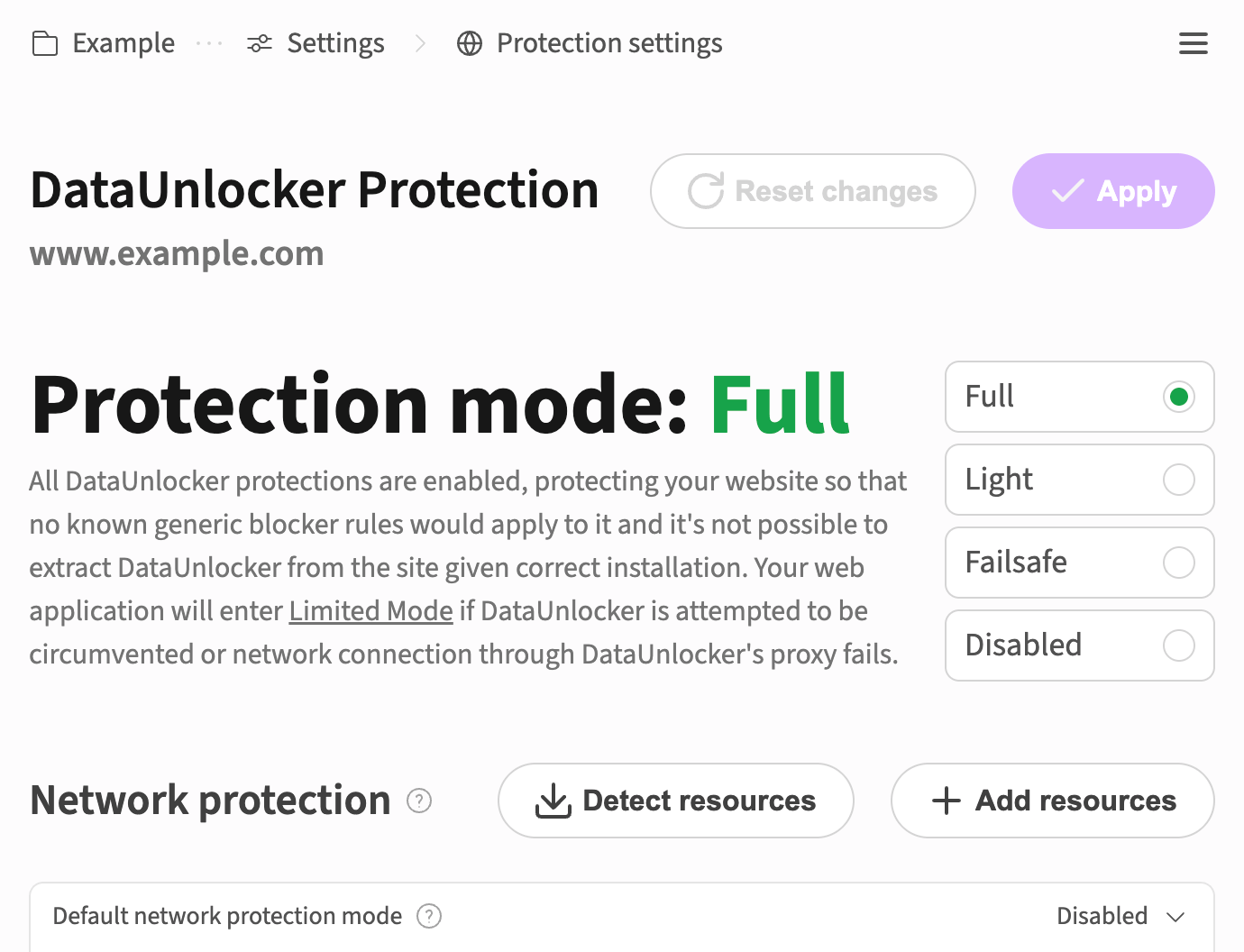New protection modes toggle in DataUnlocker Admin